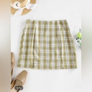 Zaful Plaid Slit A Line Mini Skirt